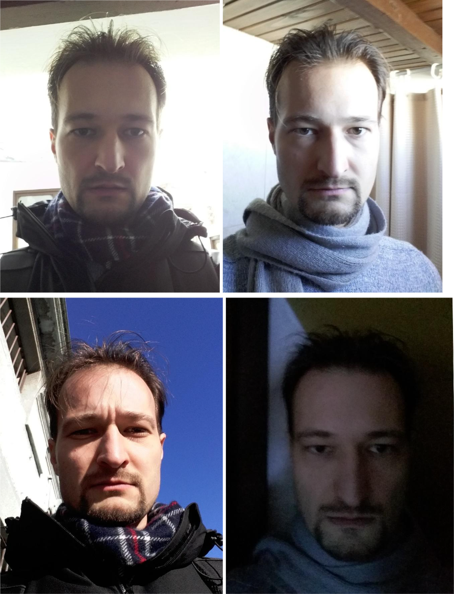 Lighting to avoid: backlight, side light, top light and low light each hide part of the face