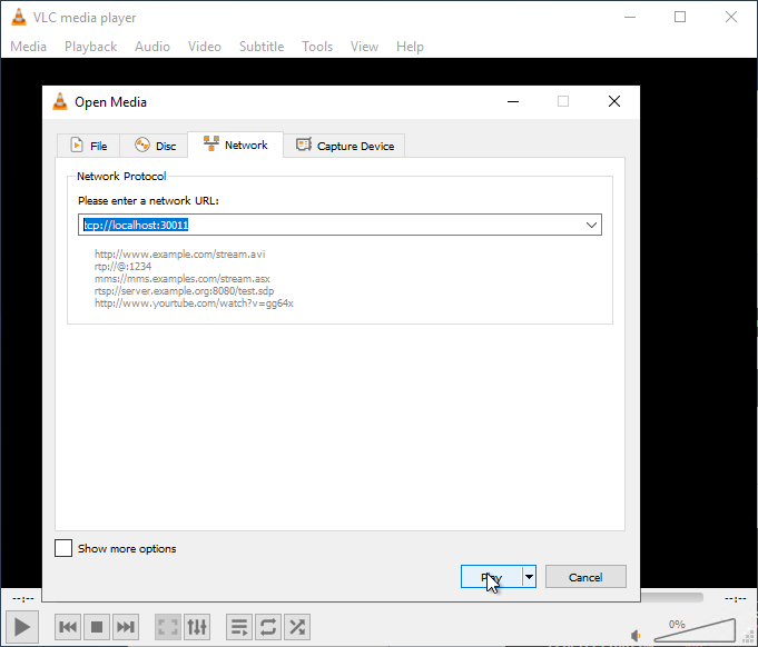 Enhanced preview of a camera stream in VLC with bounding boxes and names drawn on the video